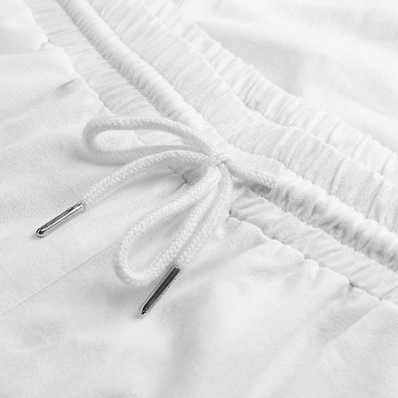 Herr Linne Look Baggy Byxor Elastisk Midja Casual Strand Yoga Byxor(XXXL Vit)