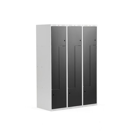 Z-skap CLASSIC, 3 seksjoner, 6 dører, flatt tak, H1740 B1200 D550 mm, svart