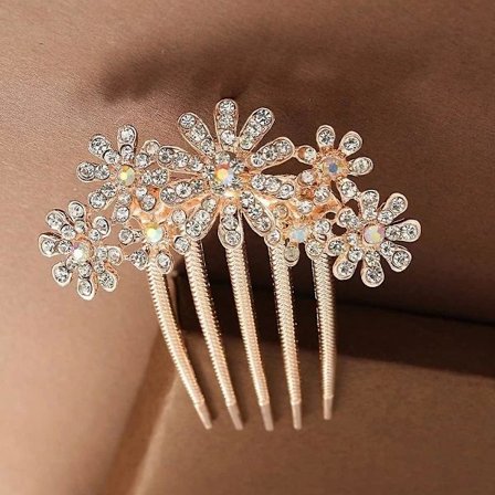 Hårnål med krystallblomst, hårnål med strass, firkantet hårnål med zirkonblomst