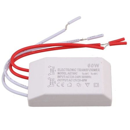 Mini 60W elektronisk transformator for G4 halogen lyspære utgang AC 12V