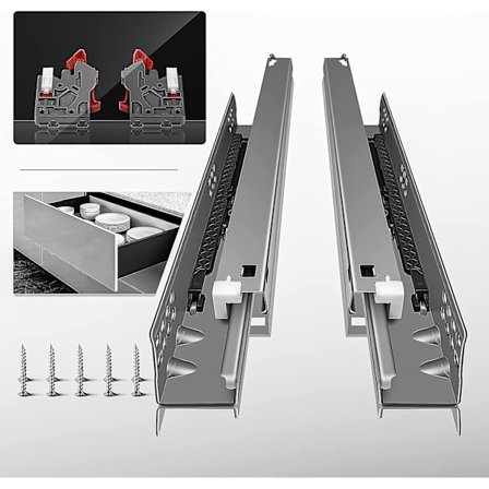 10 tommers bunnmontert skuffeskinne med myk lukking og full utvidelse