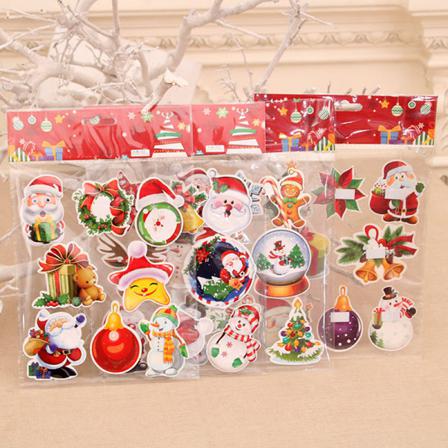 8 St/ark Julklistermärke Santa Claus Snowman Julgran