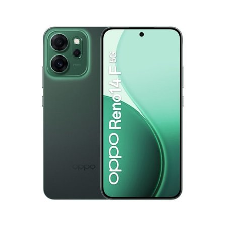 Oppo Reno14 F 5G Grön: Smartphone Android 15, 8GB RAM, 256GB, Batteri 6000mAh