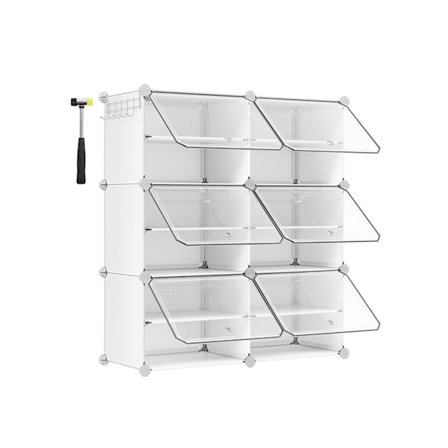 Sammenlåsende Skoskab, 6 Rum, 30 X 40 X 30 Cm Stålramme, Hvid