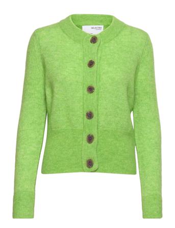 Slfsia Ls Knit Cardigan B Coll Strikkegenser Cardigan Grønn Selected Femme