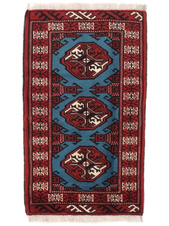 60X98 Tapis D'orient Turkaman Noir/Rouge Foncé (Laine, Perse/Iran)