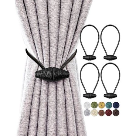 Magnetisk gardinbeslag med större nivelleringsmagnet, svart 4-pie