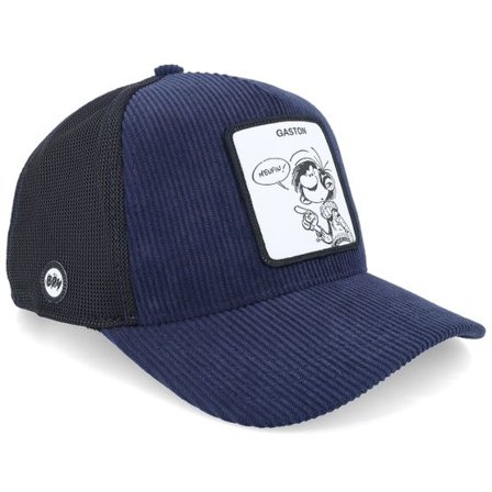 Capslab - Blå trucker Keps - Gaston Square Patch Black A-Frame Trucker @ Hatstore