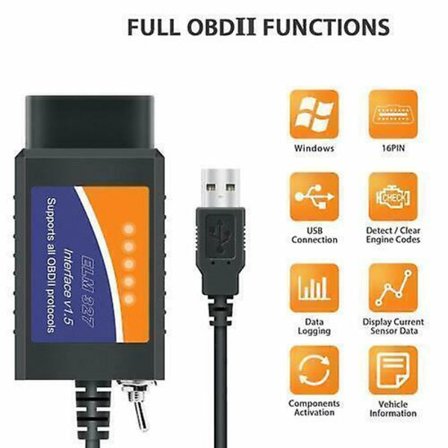USB ELM327 / OBD2 Vikakoodinlukija Auton Diagnostiikka