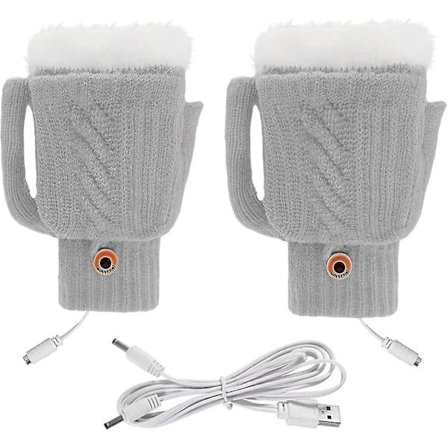 Born Pretty Dame & Herre USB Opvarmede Handsker Strikkede Hænder Fuld Halv Opvarmede