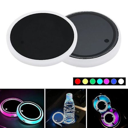 Led 7 farger lys bil koppholder matte kruspute auto interiør atmosfære lampe USB lading