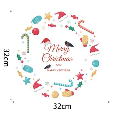 2-pack Jul Fönsterdekal Krans Jultomte Väggdekal God Jul Klistermärke Sovrum