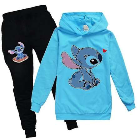 Lilo Stitch Træningsdragt 2-delt Hættetrøje Bukser Outfit Sæt Sportstøj til børn