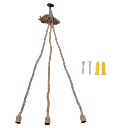 Hamppu köysi vintage riippuvalaisimen johto Hamppu valaisimen johto 1,5 m 3 lampun kannattimella kodin sisustukseen 85‐265V