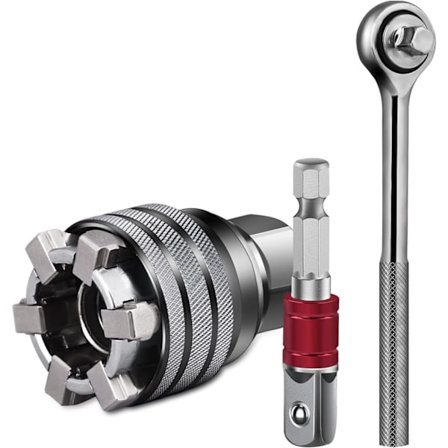 Super Justerbar Universal Sokkel 3/8-3/4'' (10mm-19mm) Ratsj Nøkkel med Boradapter 3-delt Sett Profesjonelle Reparasjonsverktøy Gaver til Far Menn Jul