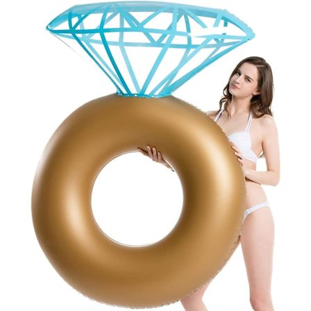 Oppustelig Diamantring Pool Float - Forlovelsesring Polterabend Float Stagette Dekorationer Badering Flydende Udendørs Vand Lounge Til Voksne