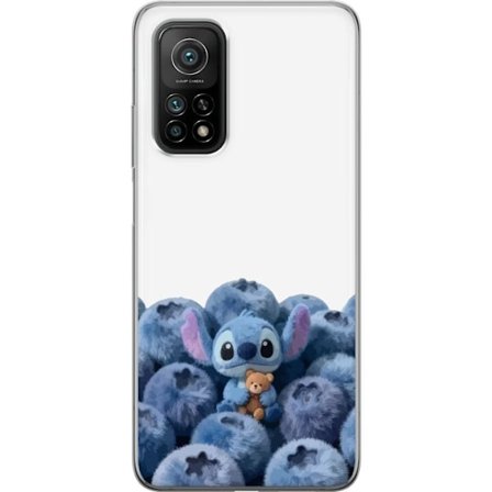 Yhteensopiva Puhelinkuori Xiaomi Xiaomi Mi 10T Pro 5G Söpö sininen hahmo mustikoiden joukossa, jossa on pehmeä ja leikkisä kuvitus sekä nalle