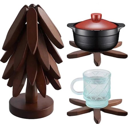 /EA/Valnøtt Tre Underlag, Tre Gryteunderlag for Varme Retter, Sammenleggbart Gryteunderlag Bordbrikke, Ant