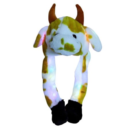 Led Ko Hat Med Bevægelige Ører Ørevarmer Børn Glødende Hoppende Ører Hat Plys Trapper Hat Floppy Hat Bevægelige Ører