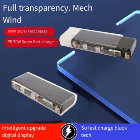 100W DIY Power Bank-etui med USB TYPE C, toveis ladekort, 18650/21700 batteri, grå