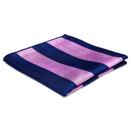 Pink & Navy Stripe Silk Pocket Square for Men - Patterned Pocket Squares