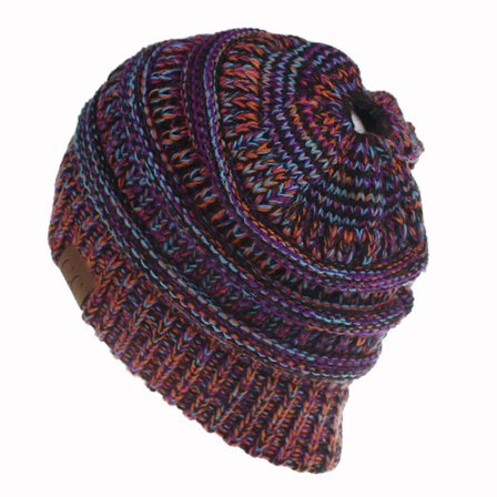 Ny höst- och vintermössa i ull, trendig öppen hästsvansmössa, dam, stickad mössa i blandade färger