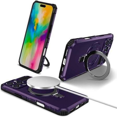 Telefoncover - Apple iPhone 16 Pro Max - Stødsikkert - Magnetisk Holder - Lilla