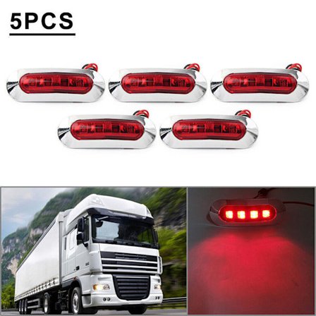 5 stk 4 LED sidemarkeringslys for bil, lastebil, tilhenger
