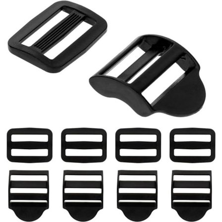 [PLPL] Udskiftningsspænder til rygsæk - Sæt med 5 stk. - Udskiftningsspænder til rygsæk - Justerbar - Sorte glidespænder til rygsække