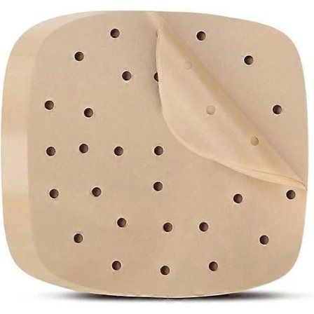100 kpl Neliön muotoista rei'itettyä leivinpaperia airfryer-laitteeseen, 21,5 * 21,5 cm
