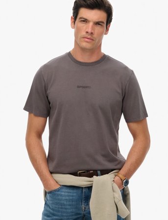Superdry Micro Logo T Shirt - Grey - XXL
