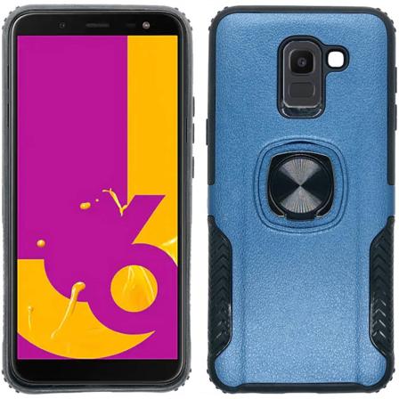 Samsung Galaxy J6 2018 - Käytännöllinen kansi sormustelineellä Mörkblå