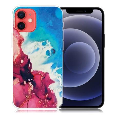Marble design iPhone 12 Mini cover - Stænk Af Rødt Og Blåt Blue