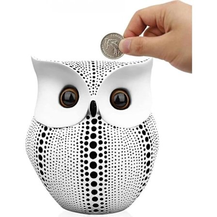 Uggla Spargris til Voksne Drenge Piger Børn Plast Sparebøsse Møntbank Statue Dekor Hvid