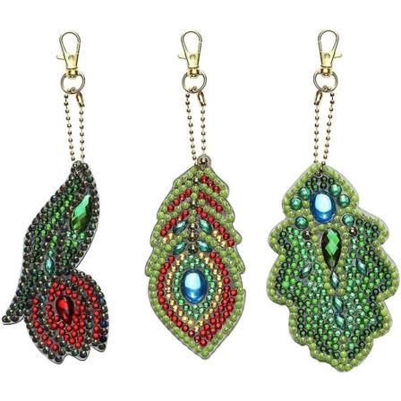 5D diy diamantmaleri nøglering, fuld sæt charms gave