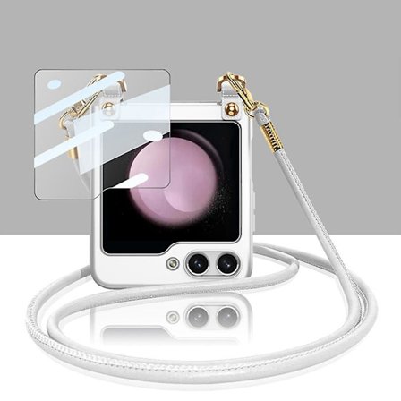 Fodral för Z Flip 6, Smalt PC Matt Skyddande Omslag för Samsung Galaxy Z Flip 6 med Axelrem & Skärmskydd