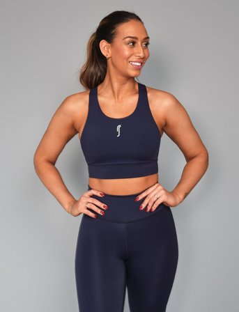 RS Sports Women's Stretch Tech Sports Bra Logo - Navy - S