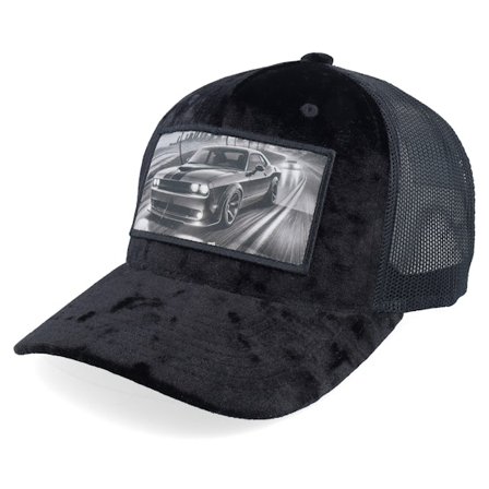Iconic - Černá trucker Kšiltovka - Modern Muscle Car Miami Vibes Patch Velvet Black A-Frame Trucker @ Hatstore