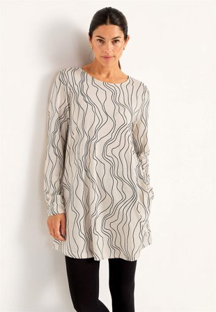 Cellbes of Sweden - Mönstrad trikåtunika med fickor - beige / svart / mönstrad - för damer - 38/40