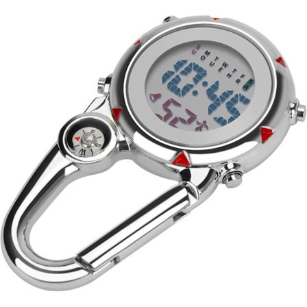 Multifunktionell karbinhake clip klocka kvarts klocka lysande ansikte FOB digital