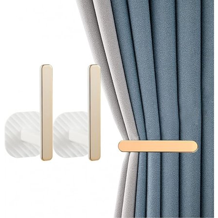 2 st guld gardin hållare självhäftande gardin upphängning L-formad vägg