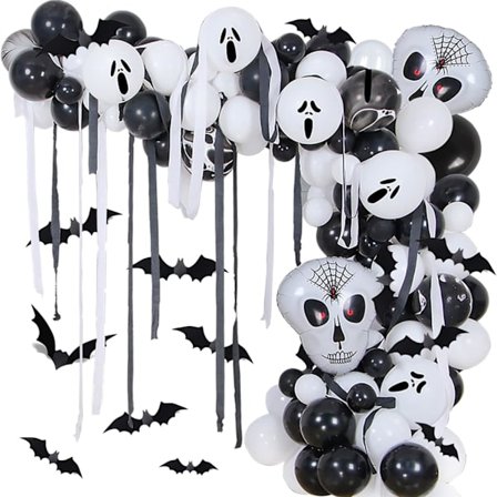 Halloween Ballong Garland Kit, 135 stk Svarte Hvite Lateksballonger