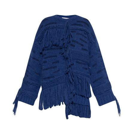 Stella McCartney, Sweater with fringes Blauw, Dames, Maat:XS