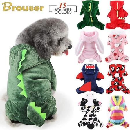 Pet Dog Pyjamas Kläder Mjuk Varm Fleece Hundar Jumpsuits Kläder för små hundar Valp Katter Chihuahua Coffee Elk