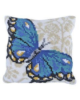 Broderikit Kudde Blå Fjäril