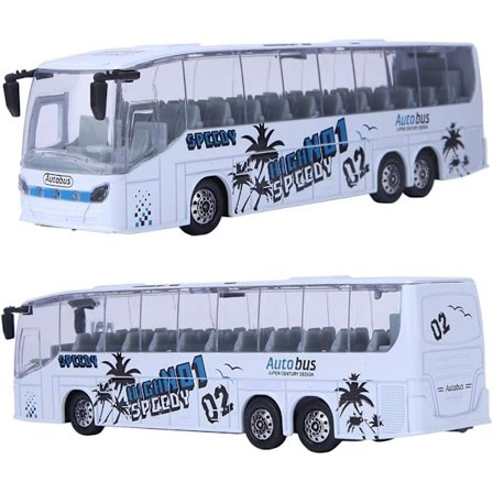 Simulert lekebuss i legering, modellbil leketøy