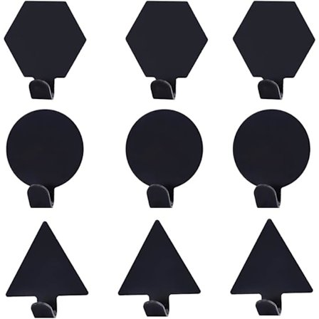 Självhäftande krokar, självhäftande väggkrok, svart självhäftande krok väggkrok, för badrum, kök (tre former)