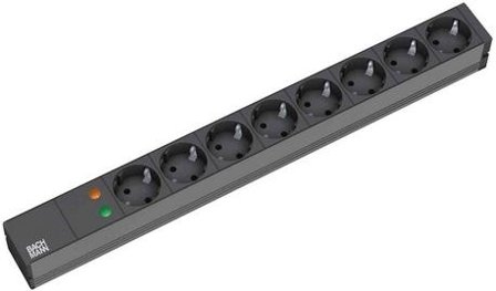 BACHMANN IT PDU Basic - Flerkoplingslist (kan monteres i rack) - AC 230 V - inngang: CEE 7/7 - utgangskontakter: 8 (CEE 7/3) - 1U - 19" - 2 m - svart