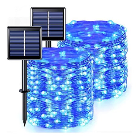 Udendørs Solcelledrevne Lysstrenge, 2 Pakker 39ft I Alt 100LED Solcelle Vandafvisende Feelyse 8 Tilstande (blå)