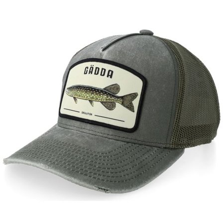 Skillfish - Grön trucker Keps - Gädda Stor Patch Distressed Olive A-frame Trucker @ Hatstore